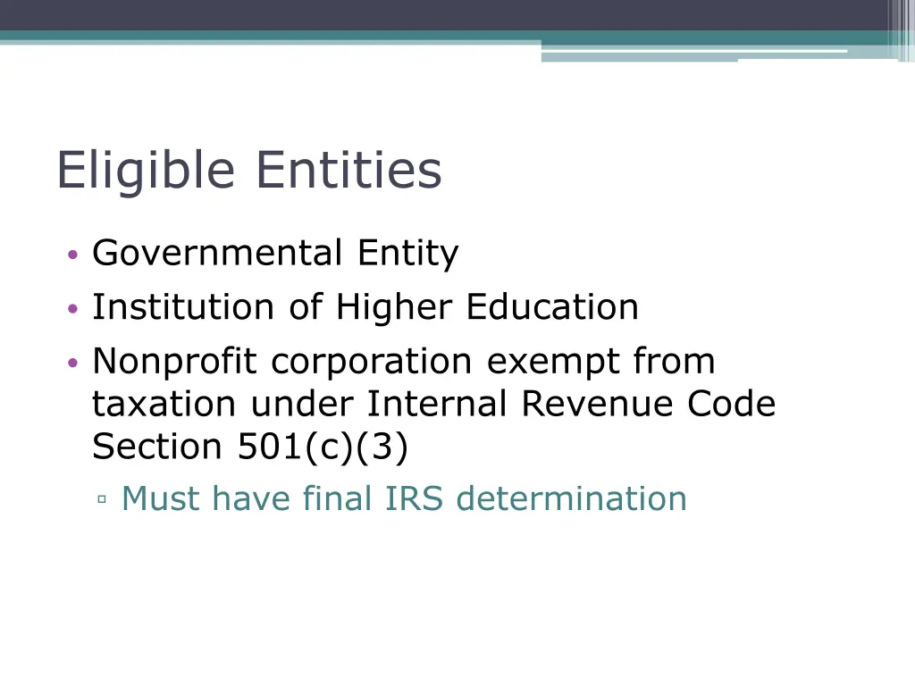 eligible entities