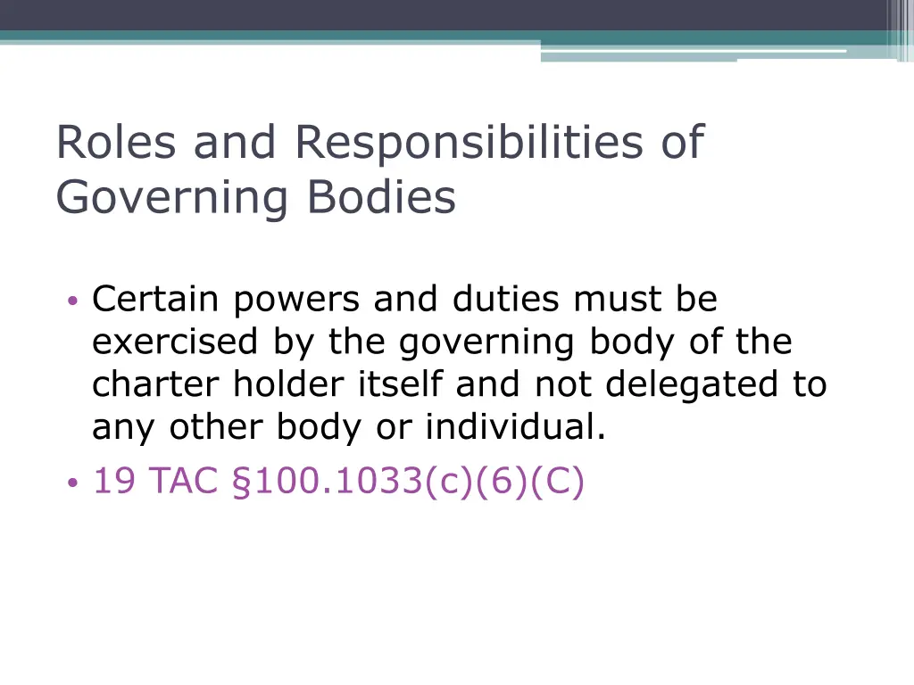 roles and responsibilities of governing bodies