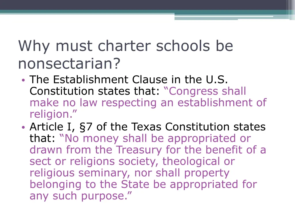 why must charter schools be nonsectarian