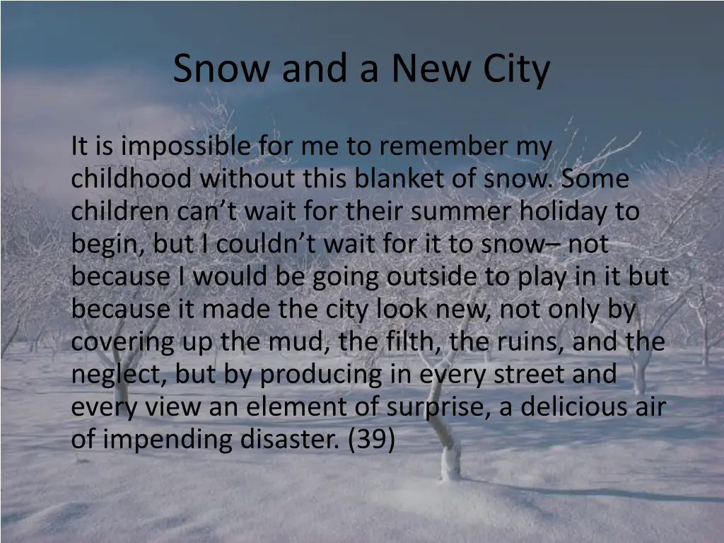 snow and a new city