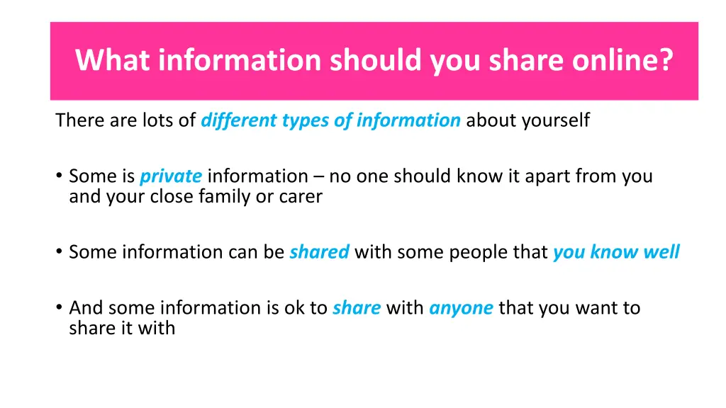 what information should you share online