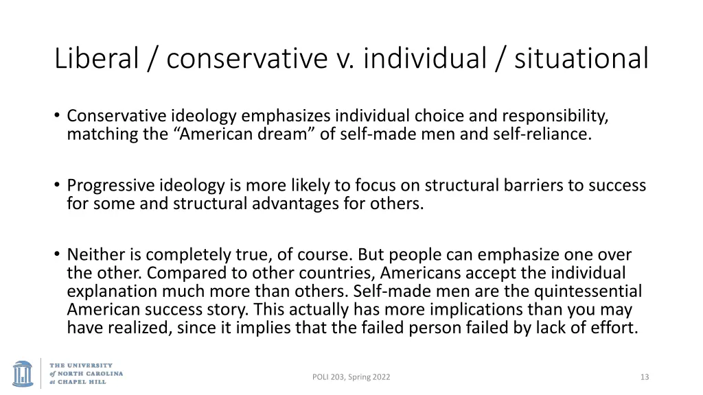 liberal conservative v individual situational