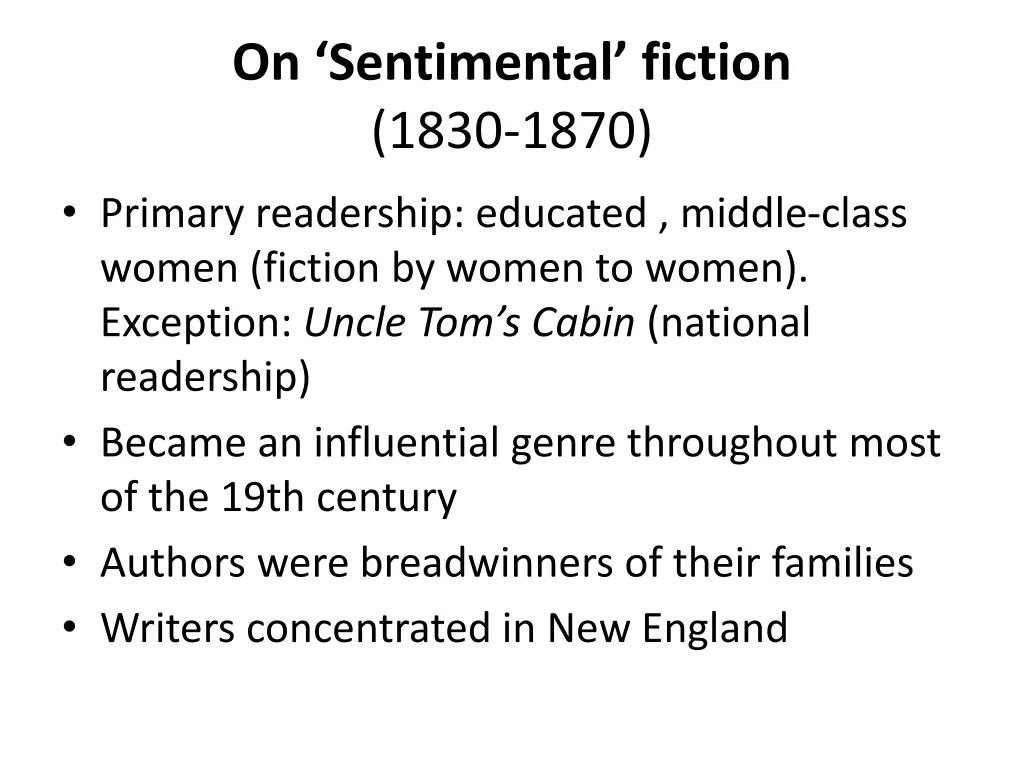 on sentimental fiction 1830 1870