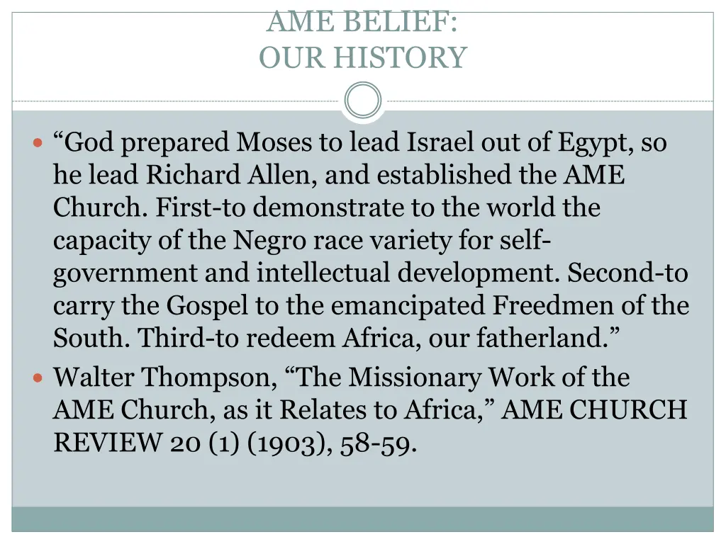 ame belief our history