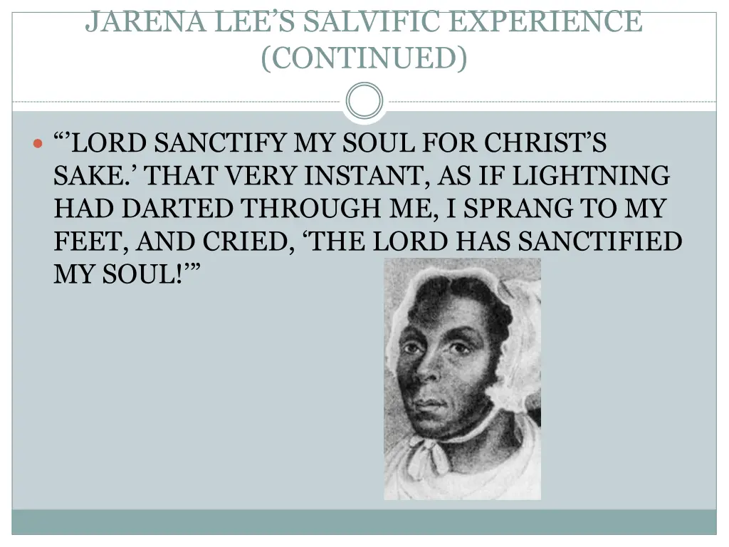 jarena lee s salvific experience continued