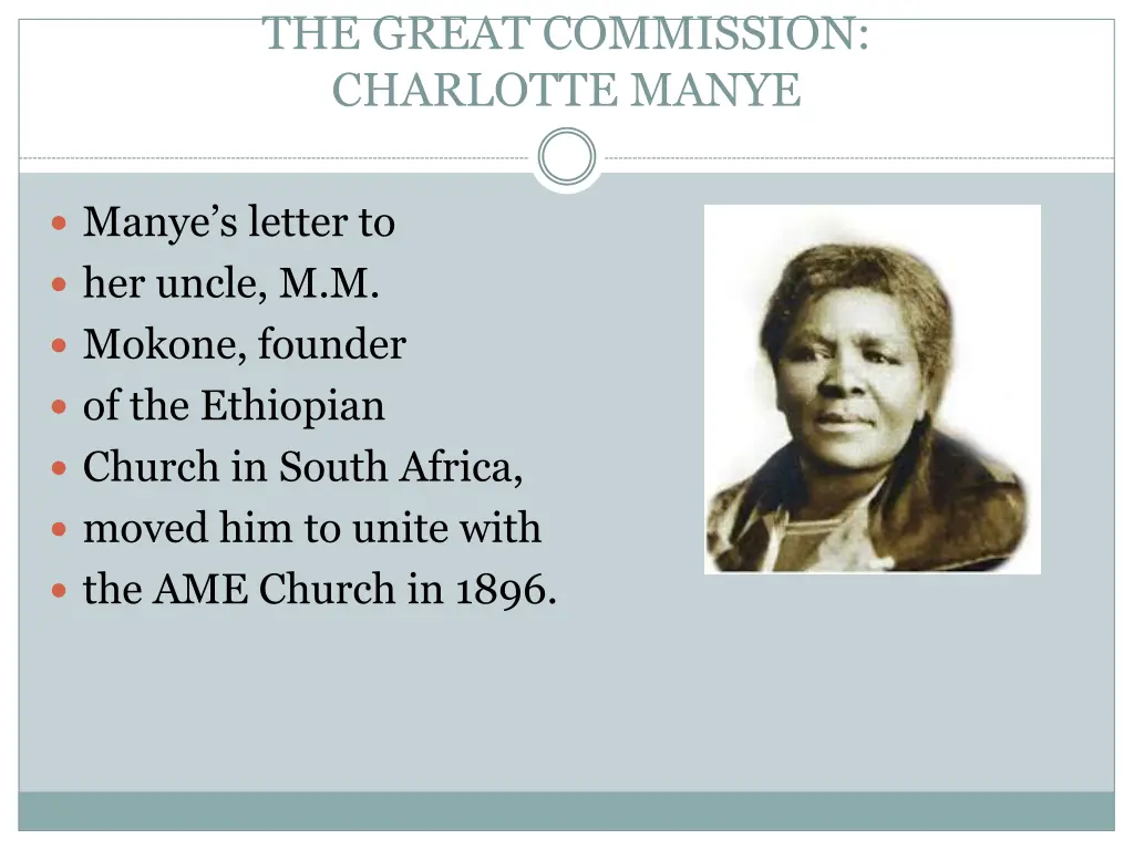 the great commission charlotte manye