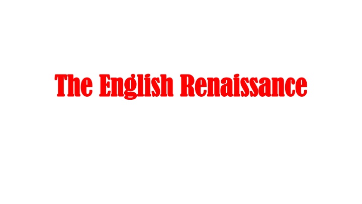 the english renaissance the english renaissance