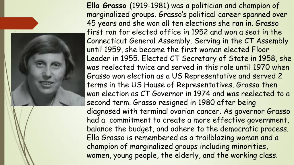 ella grasso 1919 1981 was a politician