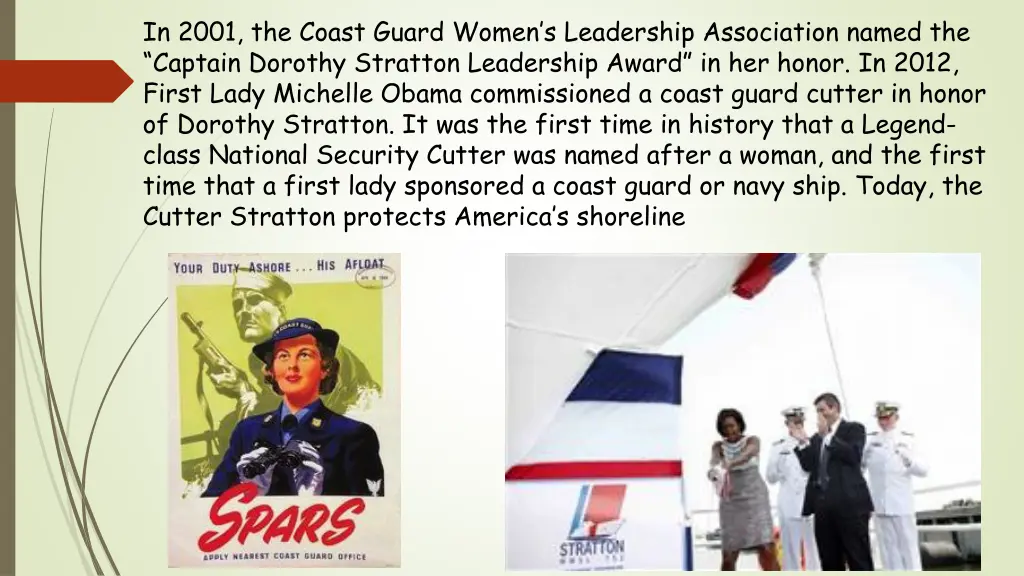 in 2001 the coast guard women s leadership