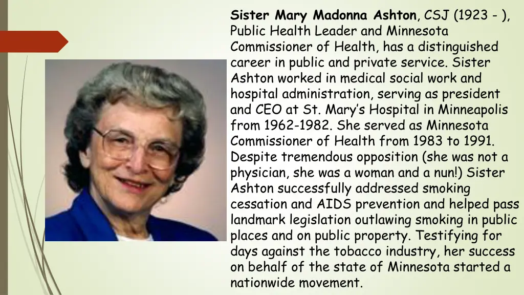 sister mary madonna ashton csj 1923 public health