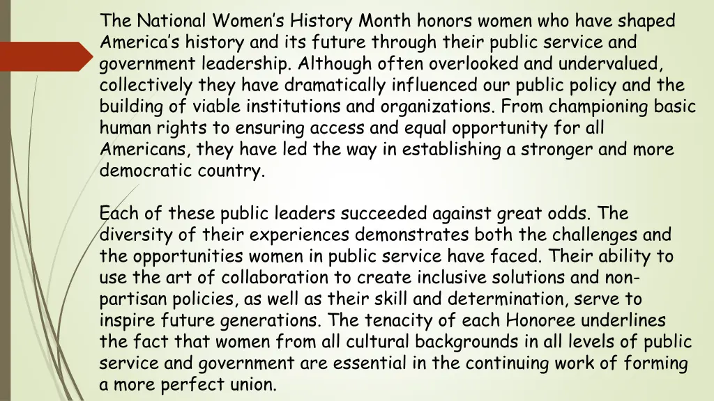 the national women s history month honors women