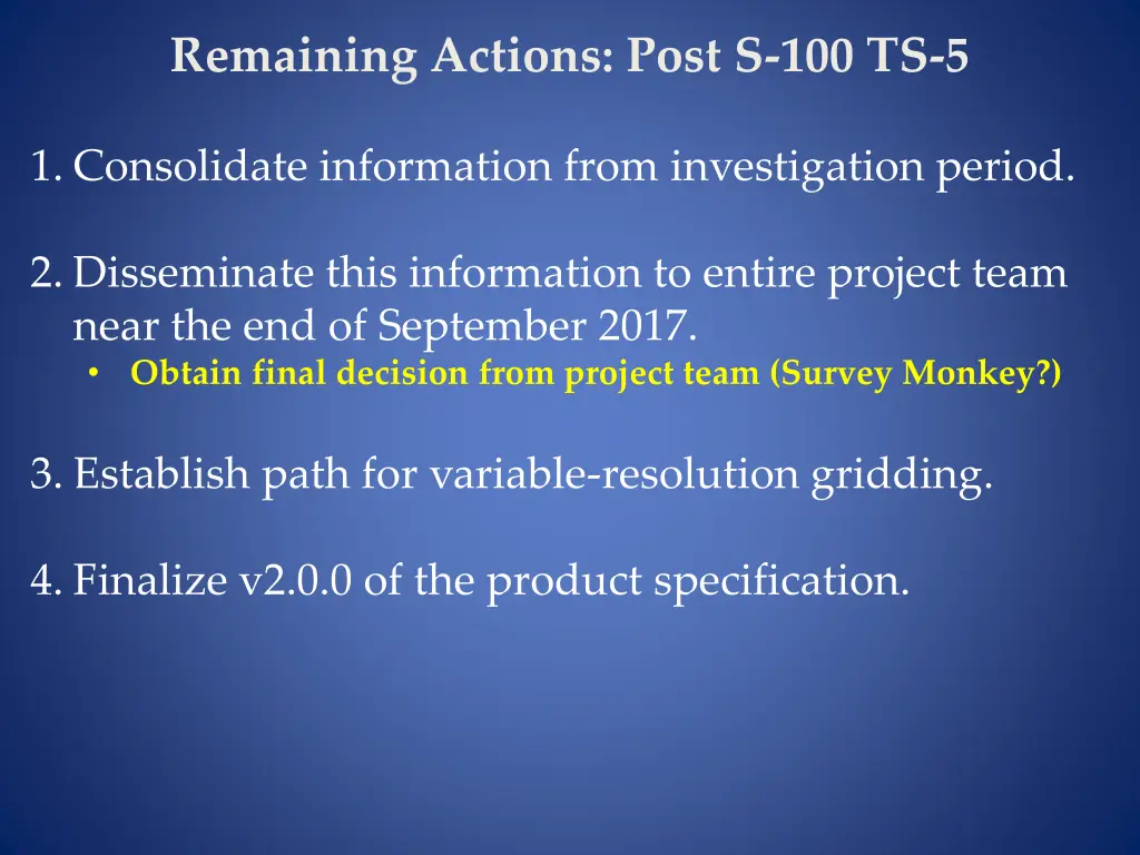 remaining actions post s 100 ts 5