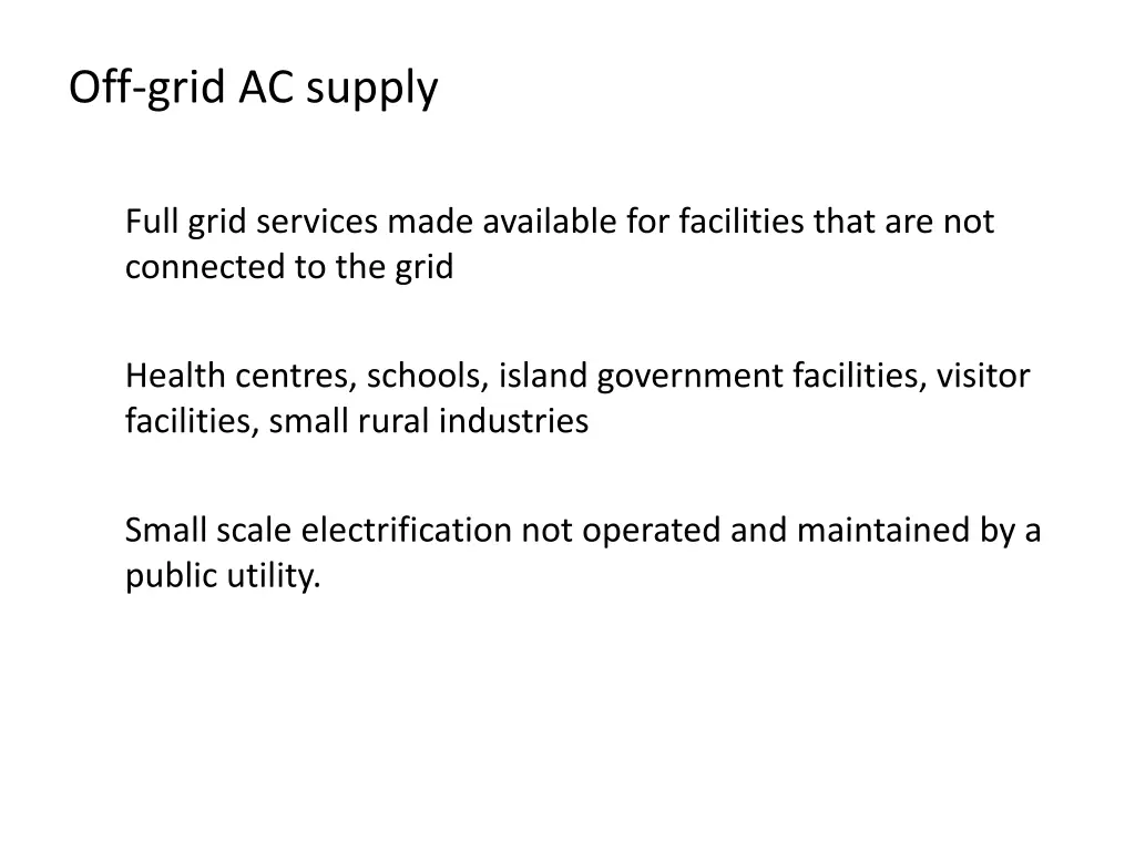 off grid ac supply