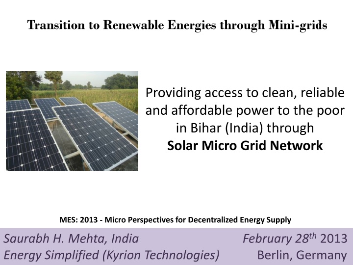 transition to renewable energies through mini