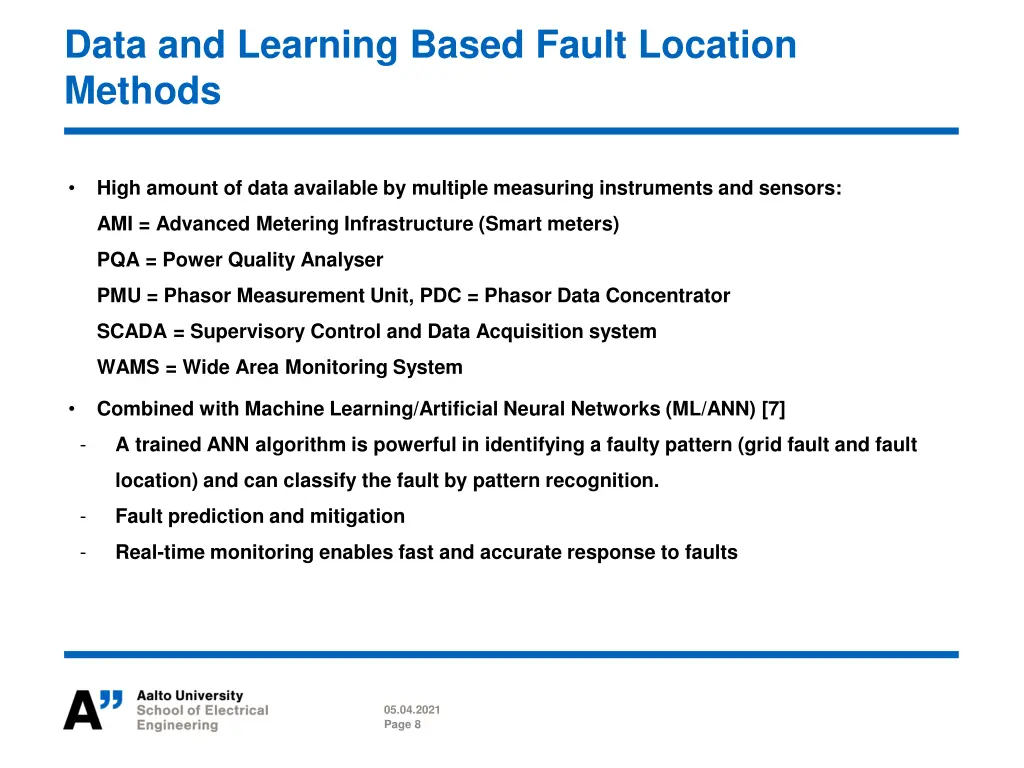 data and learning based fault location methods