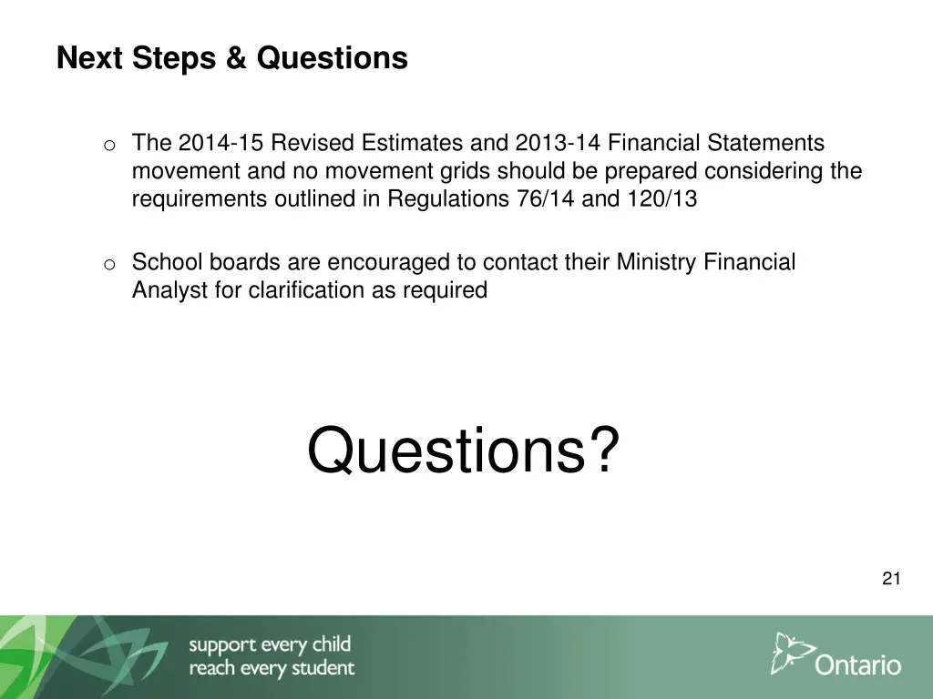 next steps questions