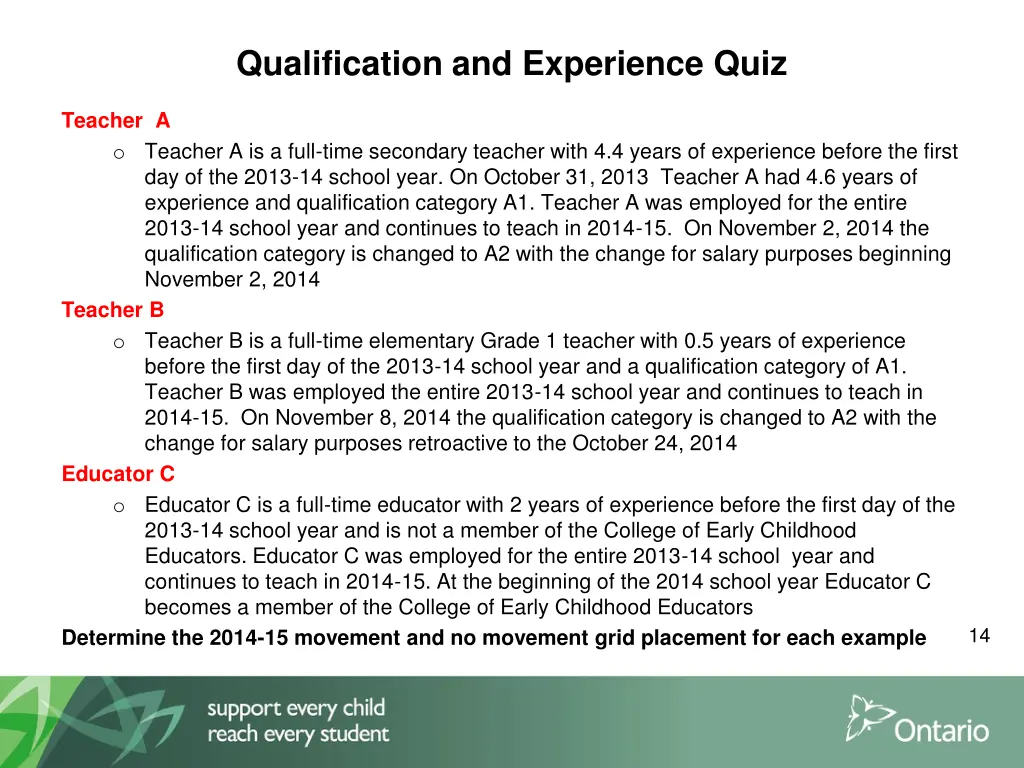 qualification and experience quiz