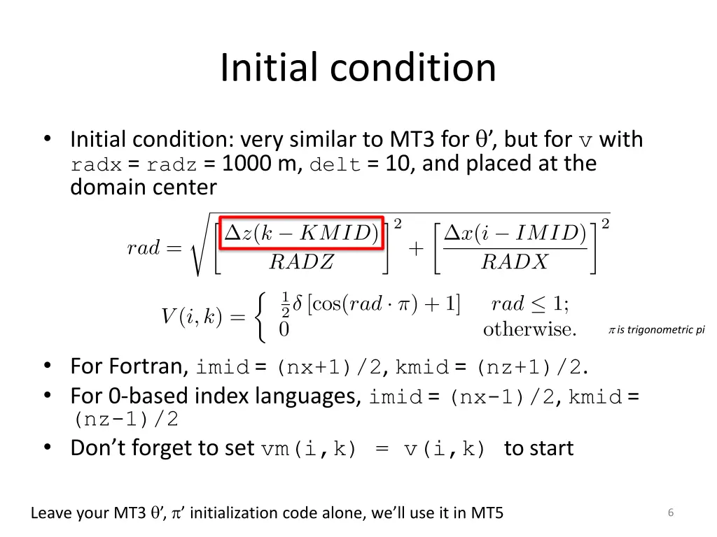 initial condition