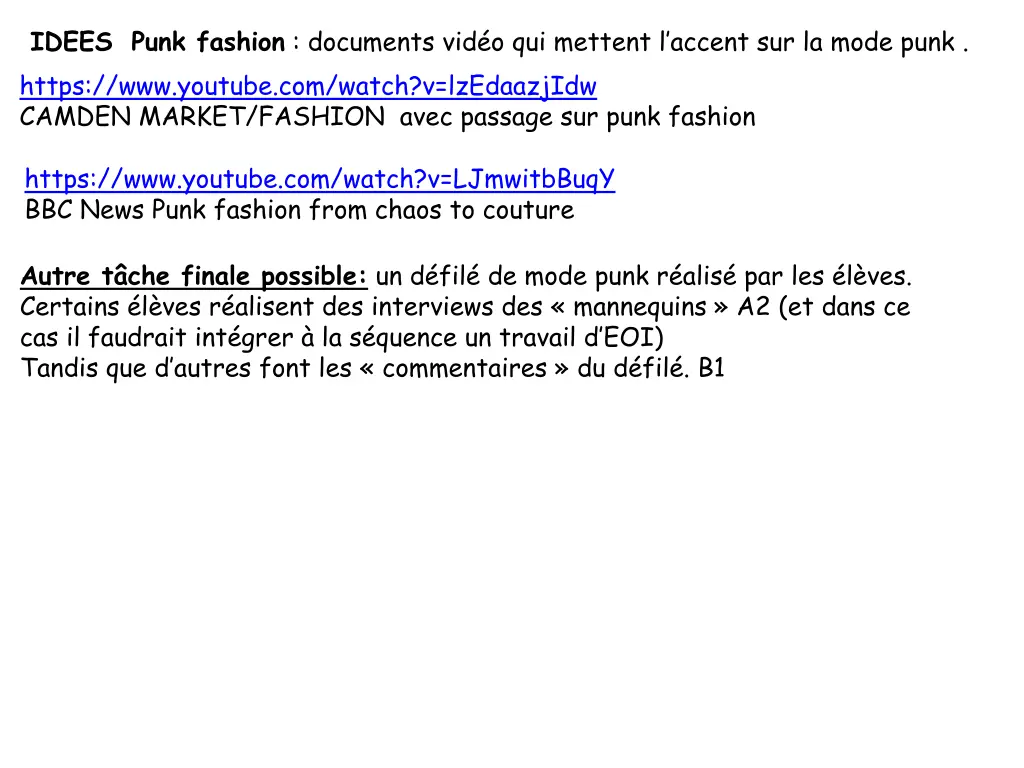 idees punk fashion documents vid o qui mettent