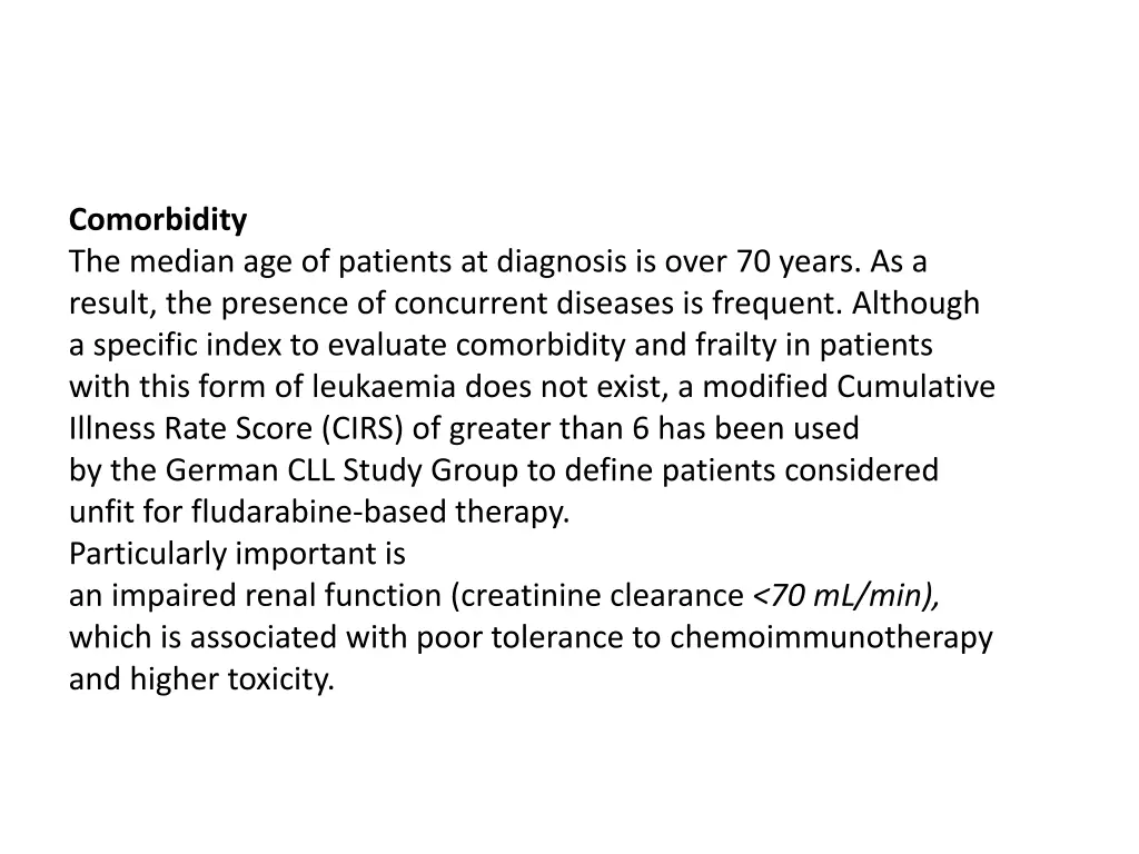 comorbidity the median age of patients