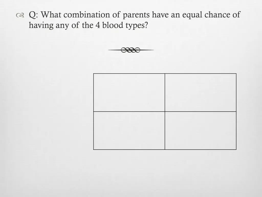 q what combination of parents have an equal 1