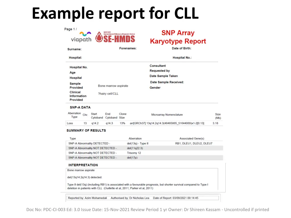 example report for cll