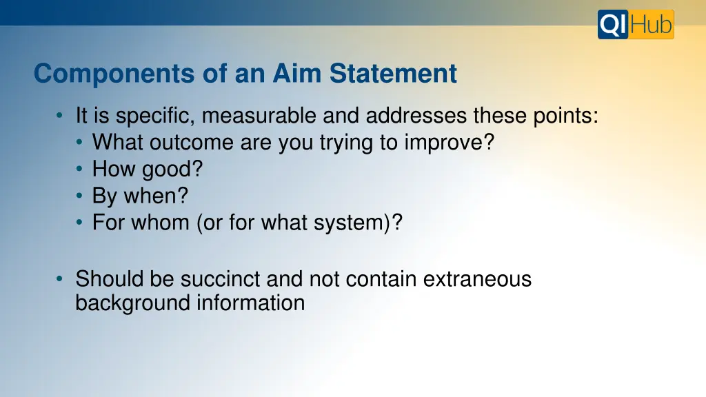 components of an aim statement