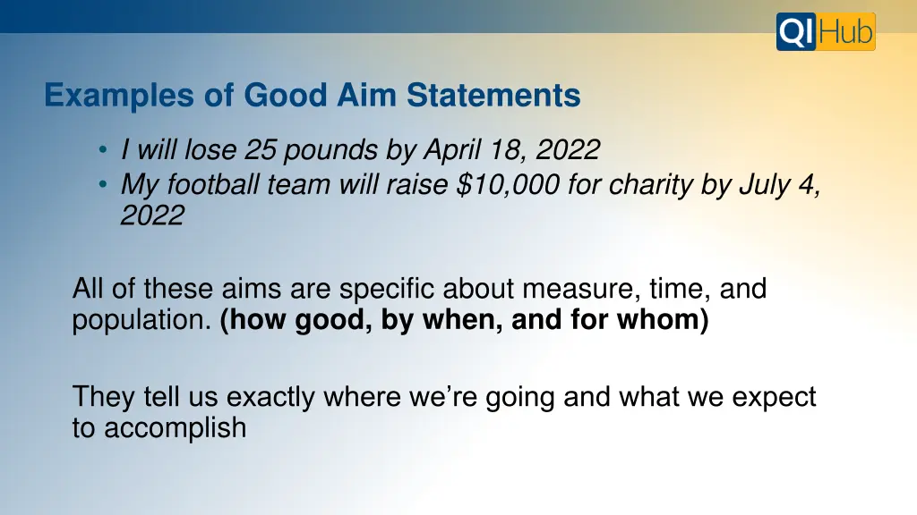 examples of good aim statements