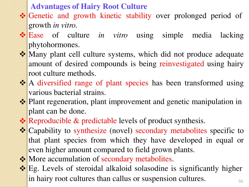 advantages of hairy root culture genetic