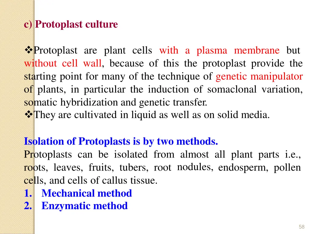 c protoplast culture