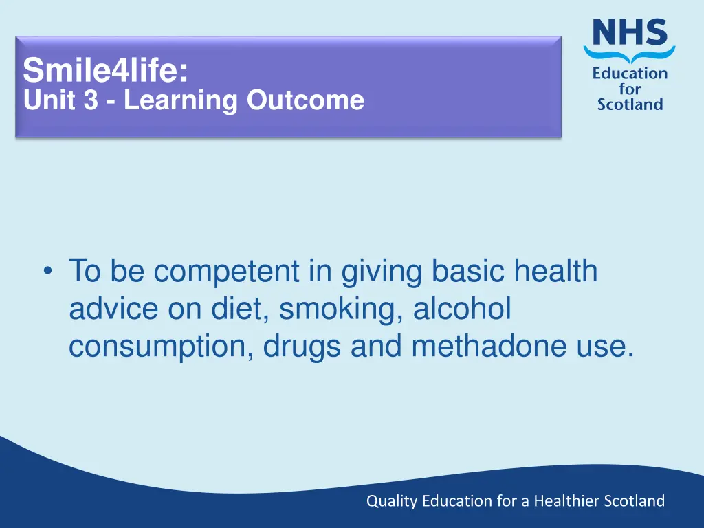 smile4life unit 3 learning outcome 1