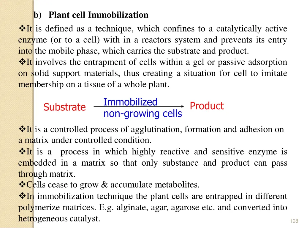 b plant cell immobilization it is defined