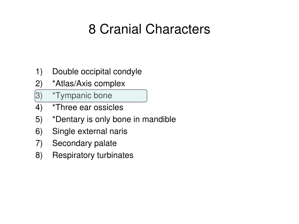 8 cranial characters 1