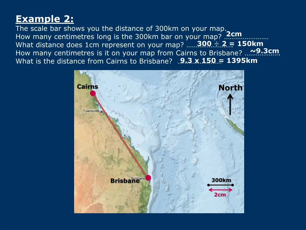 example 2 the scale bar shows you the distance