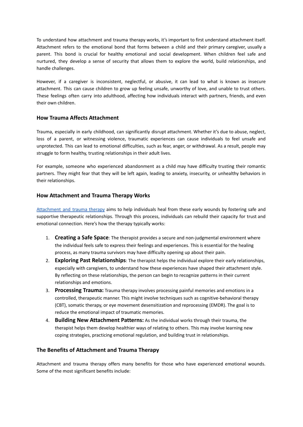 to understand how attachment and trauma therapy