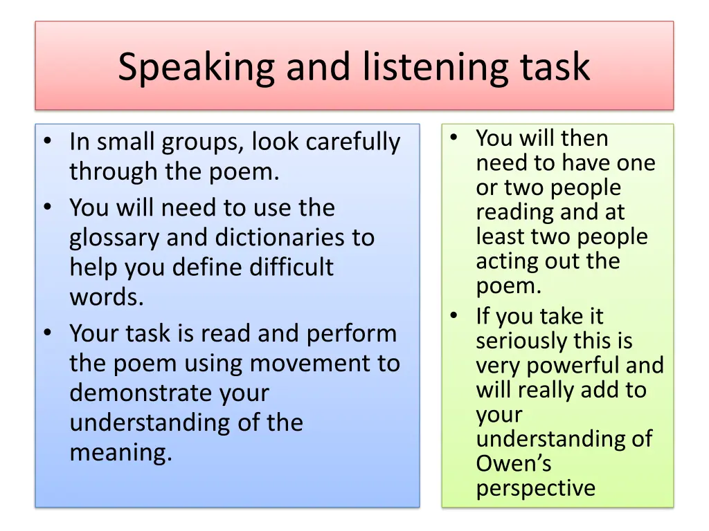 speaking and listening task