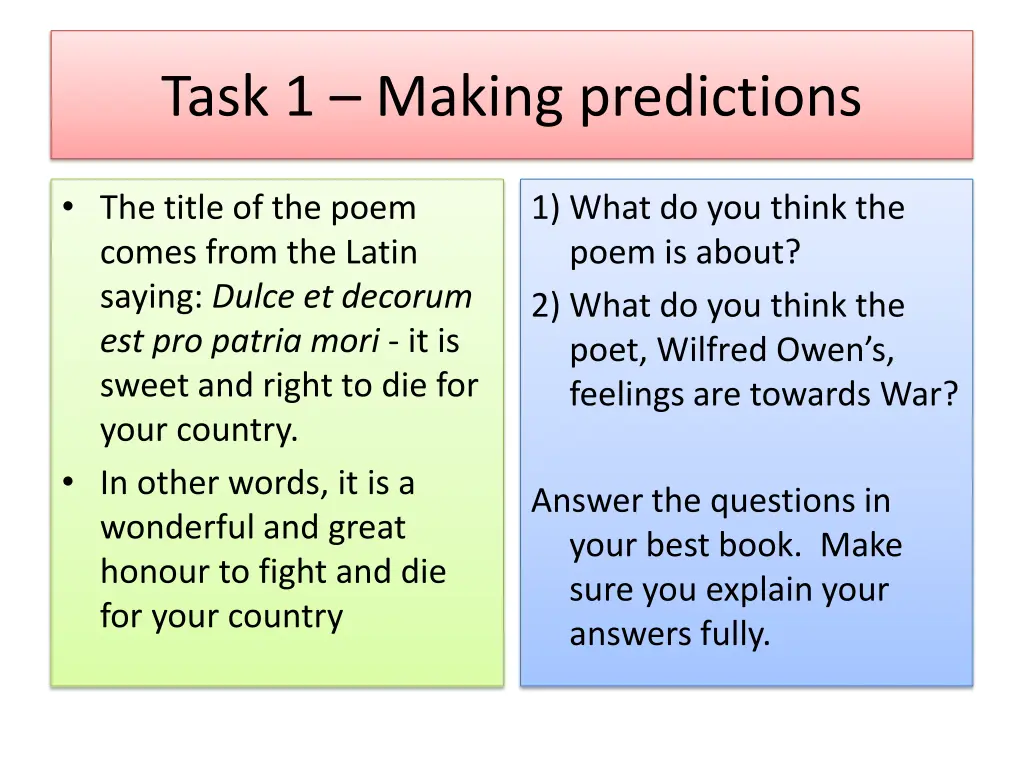 task 1 making predictions