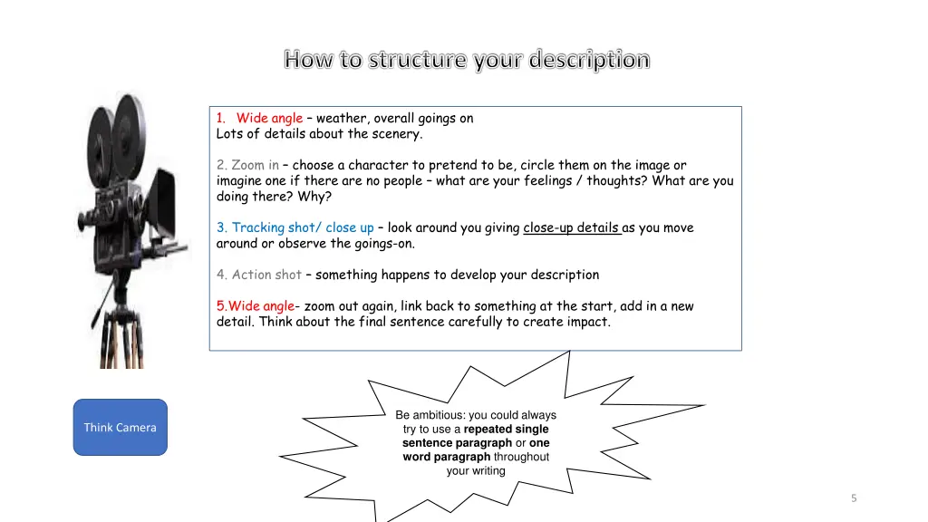 how to structure your description