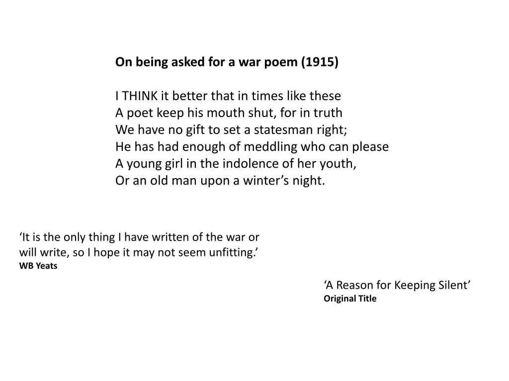 on being asked for a war poem 1915