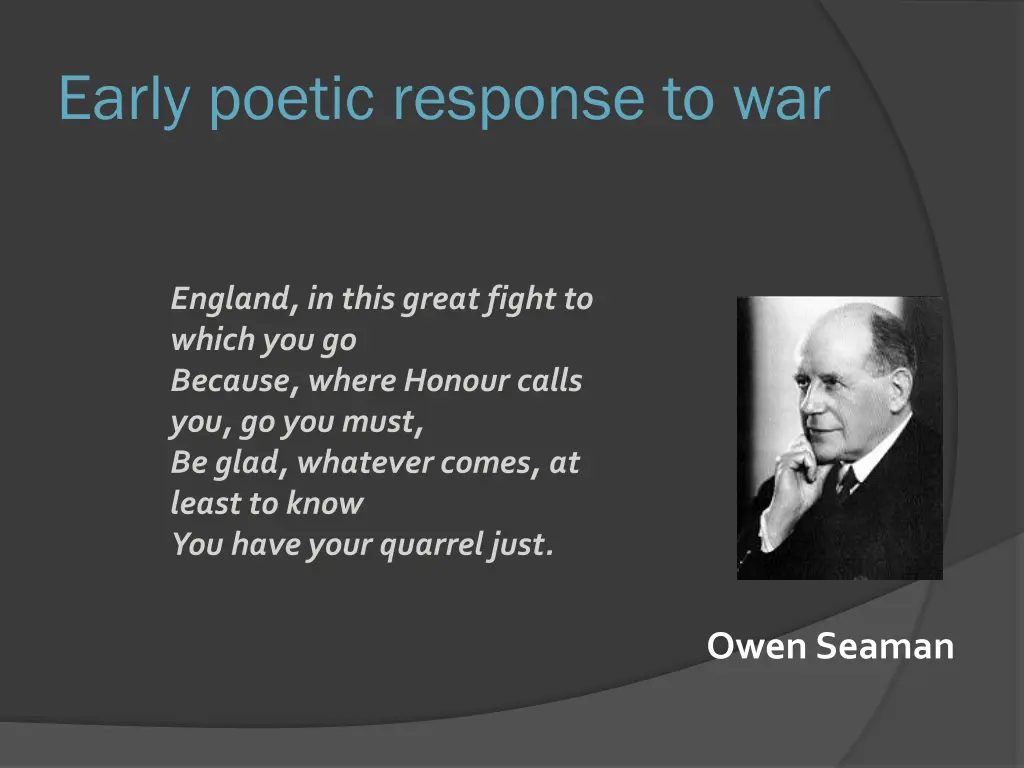 early poetic response to war 1