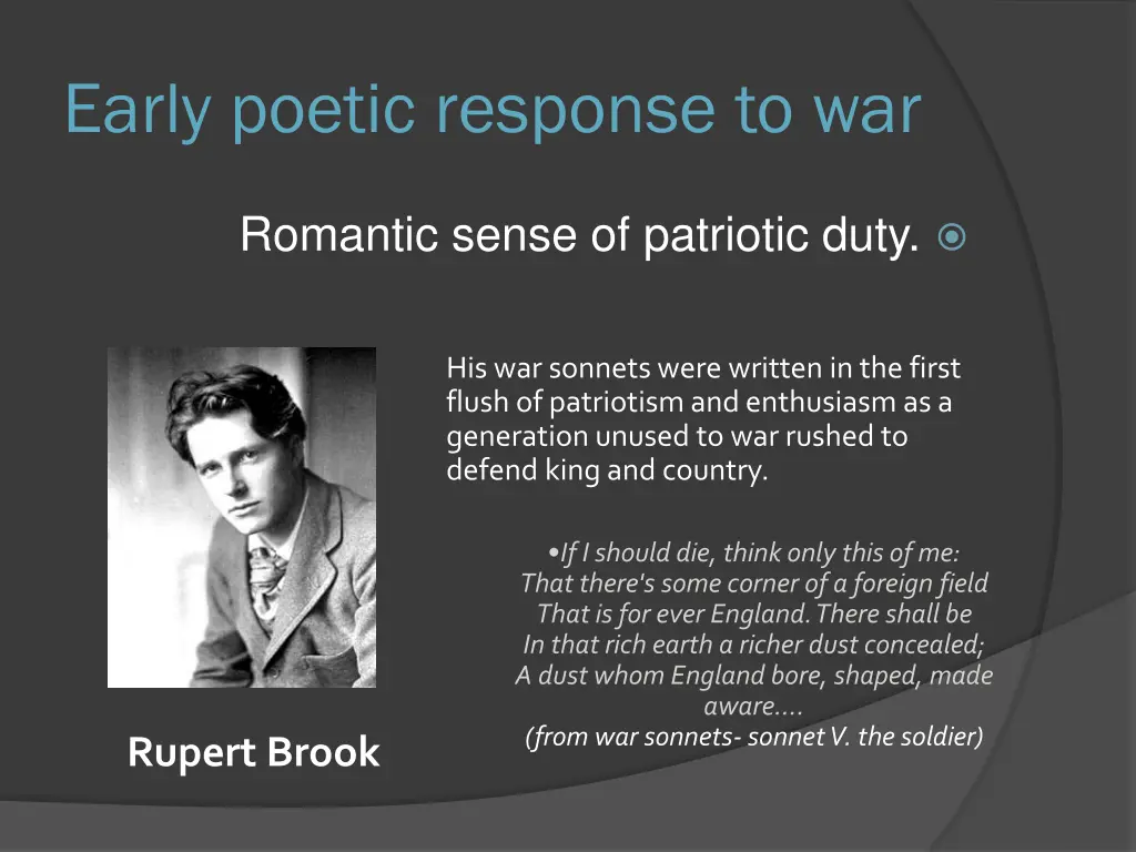 early poetic response to war