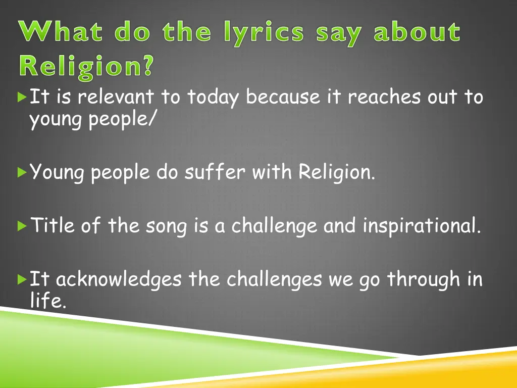 what do the lyrics say about religion