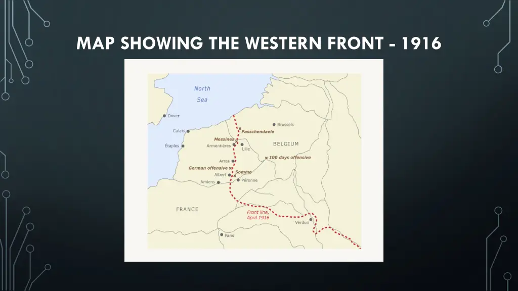 map showing the western front 1916