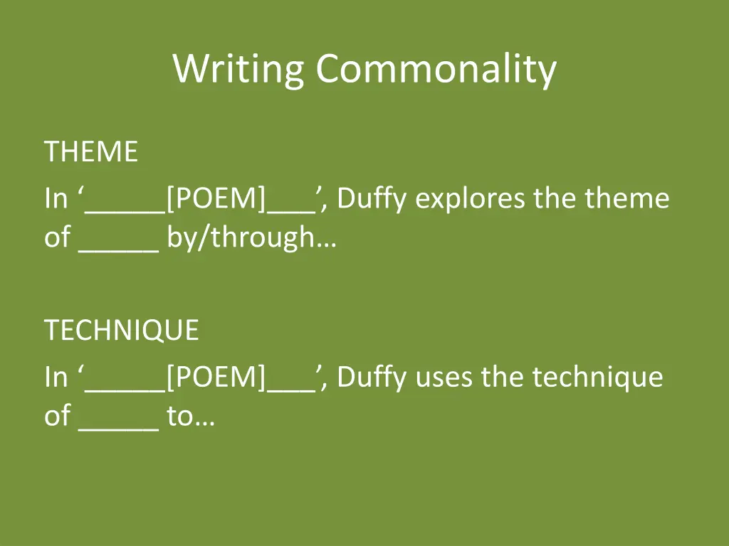 writing commonality