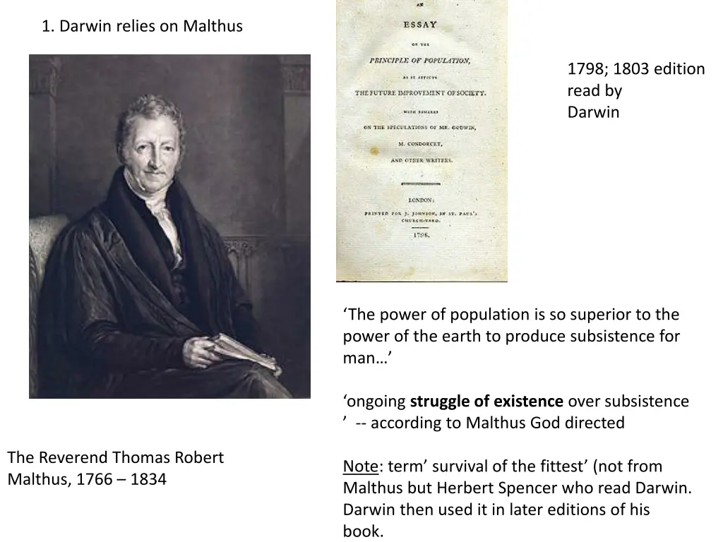 1 darwin relies on malthus