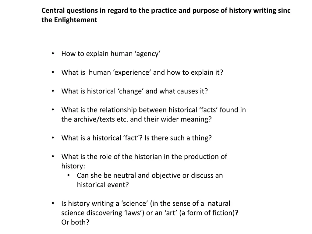 central questions in regard to the practice