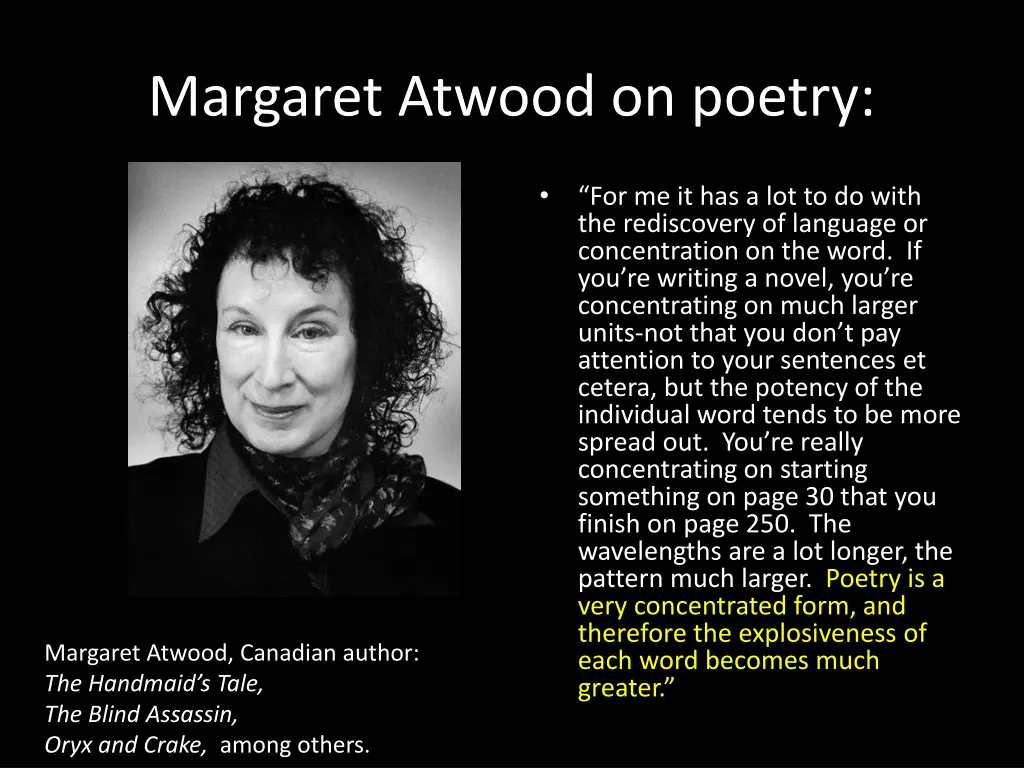 margaret atwood on poetry