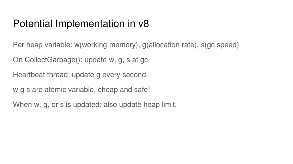 potential implementation in v8