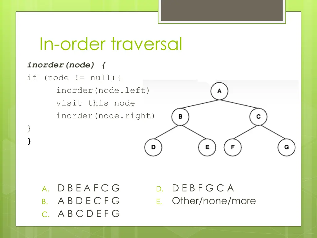 in order traversal