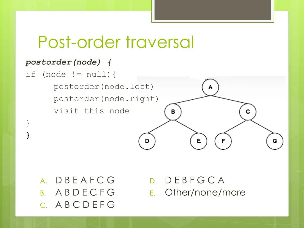 post order traversal